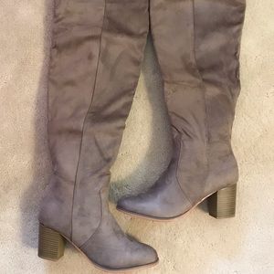Suede tan knee high boots